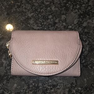 Poppy & Peonies Soft Pink/mauve Pebbled Leather Wallet with Gold Plate